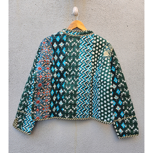 Handmade Reversible Quilted Cotton <b>Jacket</b> <b>Patchwork</b> Kantha Printed Women Short Autumn Winter Outerwear gift for her - Product Image 6