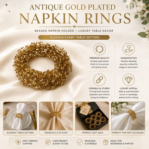 Antique Gold Plated Napkin <b>Rings</b> | Beaded Napkin Holder Luxury Wedding Table Decor | Dining Table Napkin <b>Rings</b> Party Decor - Product Image 5