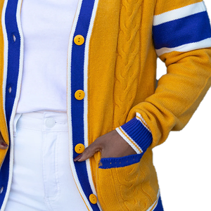 Cardigan en tricot brodé pour femme SGRho – Pull universitaire grec personnalisé OEM, col en V, mélange de coton, style universitaire, tricot d'hiver - Product Image 6