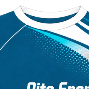 Maillot de compression athlétique à manches courtes, col ras du cou, motif vague, pour entraînement de performance, couleur Teal White - Product Image 5