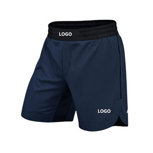 Shorts de boxe d'entraînement pour hommes 100% polyester, taille mi-haute, fermeture élastique, séchage rapide, respirant, logo personnalisé, jambe longue avec protection intégrale - Product Image 6