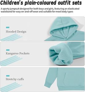 ชุดวอร์มเด็ก 2 ชิ้น เสื้อฮู้ดและกางเกง รับทำโลโก้ สั่งซื้อจำนวนมาก - Product Image 5