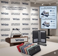 Wriza - Tarjetero de Gran Capacidad con Múltiples Ranuras para Tarjetas, Protección Antidesmagnetización, Almacenamiento de Documentos, Cartera de Cuero PU para Hombre y Mujer
