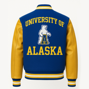Veste universitaire personnalisée en laine et cuir, veste bomber de sport pour université et collège, manteau de lycéen, mode masculine Alaska - Product Image 6