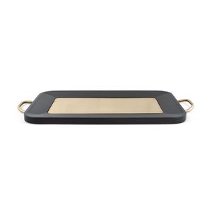 Plateau de service rectangulaire en bois et acier inoxydable doré, jetable, de qualité commerciale, pour la maison et la restauration - Product Image 4