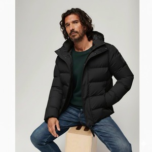 Chaqueta Acolchada Azul Marino para Hombre con Capucha, Cierre de Cremallera, Resistente al Viento, Informal de Invierno, Relleno Grueso de Fibra de Poliéster - Product Image 4