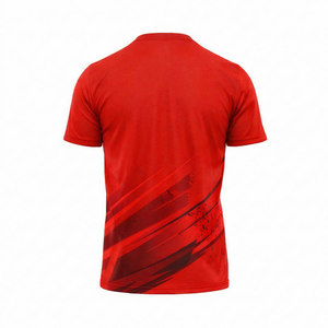 T-shirt personnalisé rouge géométrique pour homme, style vintage, coupe classique, en coton respirant à séchage rapide, imprimé sur mesure, qualité supérieure, vente en gros - Product Image 2