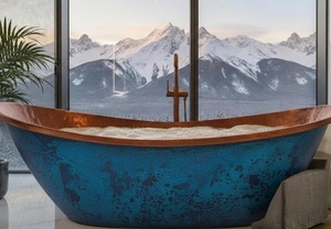 Mejor bañera de cobre para el hogar, bañera de cobre de lujo hecha a mano en India, bañera independiente de cobre martillado con acabado antiguo. - Product Image 5