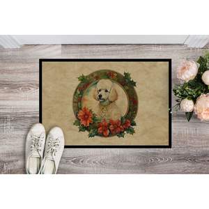 Poodle Christmas Flowers <b>Doormat</b> Non-Slip <b>Washable</b> Low Pile 24H X 36W Indoor Outdoor Entryway Rug for Front Door - Product Image 2