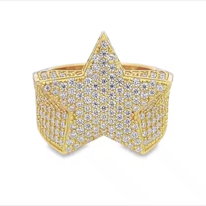 Luxury Gold Star Shape Iced-Out <b>Statement</b> <b>Ring</b> - Product Image 1