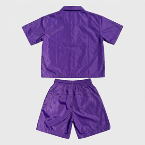 Conjunto de Chaqueta Cortavientos Personalizada de Alta Calidad para Hombre, Sudadera con Botones Laterales, Chaqueta Cortavientos de Nailon con Cremallera, Conjunto de Sudadera con Capucha y Pantalones Cortos - Product Image 3