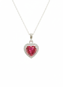 Collier en forme de cœur avec pendentif en cristal et diamants ronds, à porter tous les jours, diamants naturels et de laboratoire, cadeau romantique - Product Image 1