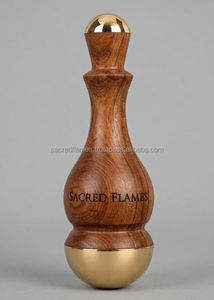 Masseur facial et corporel à double tête Kansa, manche en bois, bronze, outil de détoxification par acupression et points Marma, vente en gros - Product Image 2