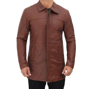 Manteau en cuir personnalisable pour homme, manches longues, trench d'hiver avec col en fourrure, grande taille, matériau de qualité supérieure, confortable - Product Image 1