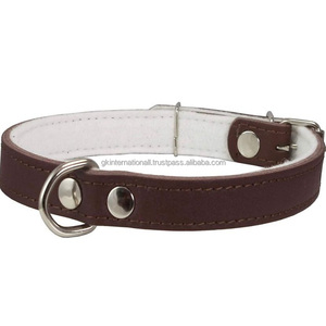 Collier de chien en cuir véritable, fabrication en gros, collier pour animaux de compagnie, doublure blanche de qualité supérieure, cousu avec du matériel en acier inoxydable solide - Product Image 5