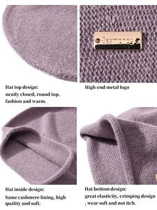 Bonnet Confortable en Coton/Laine Tricoté, Chapeau d'Hiver Chaud à Revers Côtelé, Extensible et Ajustable, Casquette Unisexe - Product Image 3