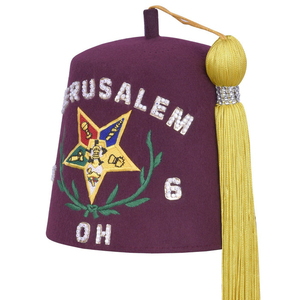 Gorro Fez Masónico de Fieltro/Terciopelo Duradero Blanco Puro y Bordado Dorado con Pedrería de 2 Hileras Como se Muestra en la Imagen Bajo MOQ OEM OES - Product Image 3