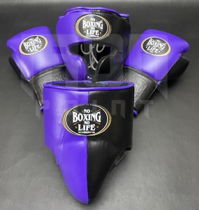 Ensemble personnalisable No Boxing No Life, arts martiaux, fitness, gants de boxe en cuir véritable, fermeture à lacets, rembourrage épais à 4 couches pour les mains - Product Image 1