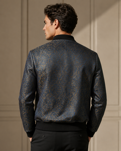 High Quality <b>Men</b> Bomber <b>Jacket</b> Turn-down Collar Button Closure Sporty Style Front Logo Printed Polyester Material Autumn <b>Jacket</b> - Product Image 4