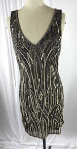 Vestido de Noche Vintage con Cuentas, Estilo Sirena, con Cola de Capilla, Largo hasta la Rodilla, Cuello Redondo, Ajuste Cómodo - Product Image 5
