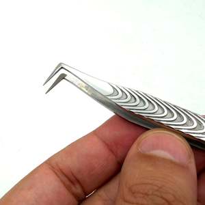 Pinzas de Precisión para Pestañas de Acero Inoxidable, Punta Delgada de 90 Grados, Superficie Lisa, Herramienta para Extensión de Pestañas Voluminosas - Product Image 4