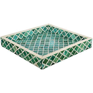 Green Color Wood Square Shape Serving <b>Tray</b> for Home Hotels & Restaurant Tabletop Food <b>Snacks</b> & Drinks <b>Trays</b> Set Of 3 - Product Image 1