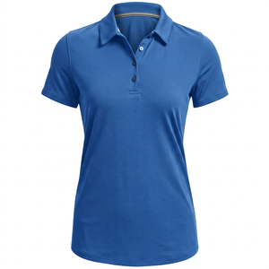 เสื้อโปโลแขนสั้นสีกรมท่าสำหรับผู้ชาย สีพื้น แห้งเร็ว ผ้าถัก สไตล์ลำลอง - Product Image 5