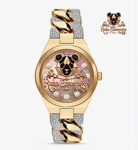 Moissanite Quartz Wristwatch with Fully Set Exterior Details and a Broad Polished Steel <b>Bracelet</b>. - Product Image 3