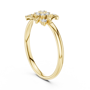 Anillo de oro amarillo macizo de 14k para mujer, con diamante de corte redondo minimalista inspirado en una corona, para compromiso o aniversario. - Product Image 4