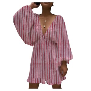 Vestidos de Verano 2026 de Nuevo Diseño, de Alta Costura para Mujer, con Cuello en V Profundo, Estilo Linterna, Sexy, de Algodón, con Estampado a Mano, de Gran Venta, Casuales - Product Image 2
