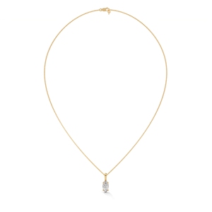Collier pendentif en or 18 carats avec diamant de laboratoire taille ovale et chaîne en or marquise, bijoux pour mariage et fête - Product Image 3