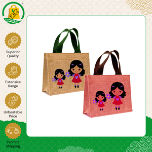 Bolsa de compras grande de yute con asa de cinta tejida estampada a la moda, muy demandada y a precio asequible, procedente de la India. - Product Image 4