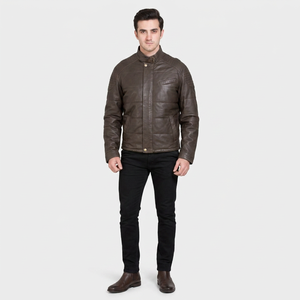Veste en cuir vintage de haute qualité pour homme, nouvelle arrivée, vêtements d'extérieur à la mode, coupe-vent, vêtements d'hiver en cuir, livraison DDP - Product Image 1