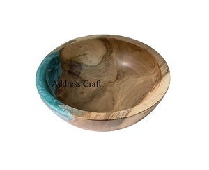 Bol à salade en résine époxy écologique de qualité supérieure, ensemble créatif de vaisselle pour fruits et dîner, bols en bois décoratifs - Product Image 1