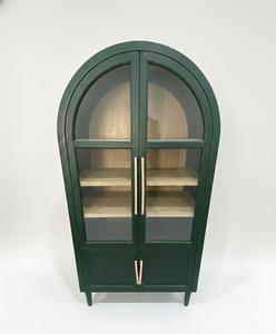 ตู้โชว์ดีไซน์โค้ง ไม้ยางพารา MDF วีเนียร์ไม้โอ๊ค เป็นมิตรกับสิ่งแวดล้อม บานประตูแบบชัตเตอร์ 4 ช่อง เฟอร์นิเจอร์บ้านสไตล์โมเดิร์น - Product Image 2