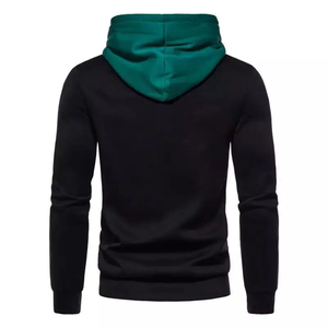Men's Color Blocking Hooded Sweatshirt Slim Fit Casual Knitted Long Sleeve Autumn Wear Black Beige Pattern - Product Image 6