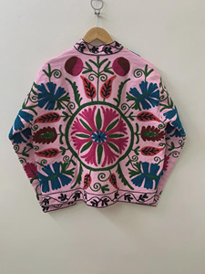 Traditional Suzani Embroidered Velvet Winter <b>Jacket</b> for Women Handmade Bohemian Festival Outerwear - Product Image 2