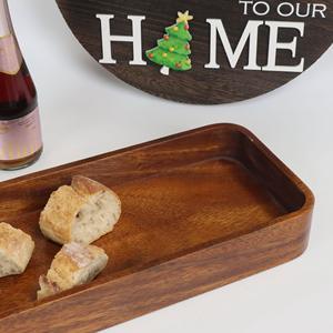 Plateau de service en bois de grande capacité, plateau de luxe en bois massif pour le petit-déjeuner, le thé et le café - Product Image 3