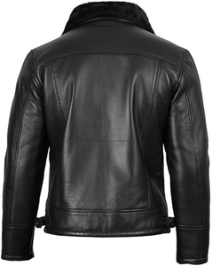 Chaqueta de Motocicleta de Cuero Genuino para Mujer, Manga Larga, Cierre de Cremallera, con Ribete de Piel, Invierno, Resistente al Viento, Color Sólido, Material de Piel de Vaca - Product Image 3