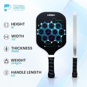 ไม้พายพิคเคิลบอล Pickleball United T700 คาร์บอนไฟเบอร์ แกนโพลีโพรพิลีน 16 มม. ได้รับการรับรองจาก USAPA ไร้ขอบ น้ำหนักเบา สำหรับความบันเทิง - Product Image 1