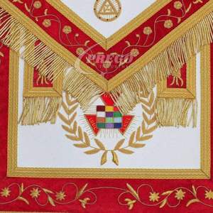 Delantal Masónico del Gran Sacerdote del Arco Real - Delantal de Masón con Bordado a Mano en Terciopelo Rojo - Product Image 5