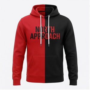 Sweat à capuche color block North Approach pour homme, rouge et noir, imprimé, décontracté, avec poche avant, coupe classique, pour l'automne - Product Image 1