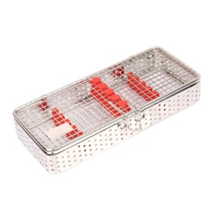 กล่องฆ่าเชื้อสเตนเลสตาข่ายลวดขนาดเล็กเครื่องมือผ่าตัดผ่านการรับรอง CE - Product Image 2