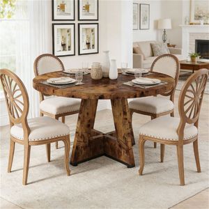 Tavolo da Pranzo Rotondo in Legno per Cucina e Salotto - Product Image 3