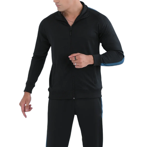 Conjunto Deportivo para Hombre, Transpirable, en Bloques de Color Negro y Azul, Chaqueta con Cierre y Pantalones Largos, Atuendo Casual de Dos Piezas - Product Image 3