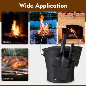 Secchio per cenere da interno ed esterno con coperchio per set e accessori per caminetto - Product Image 3