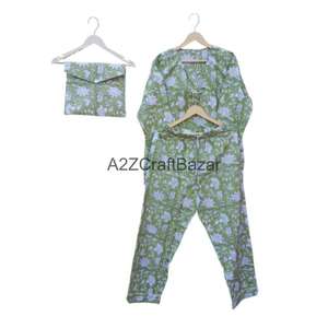 ชุดนอนผ้าฝ้ายพิมพ์ลายดอกไม้หรูหราสำหรับผู้หญิง ทำมือ 100% ระบายอากาศได้ดี นุ่มสบาย ชุดนอนสำหรับฤดูหนาว ของขวัญสำหรับเพื่อนเจ้าสาว - Product Image 6