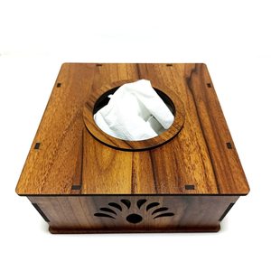 Boîte à mouchoirs en bois artisanale moderne et écologique, porte-mouchoirs en papier, finition brune, support décoratif pour tables à manger, restaurants - Product Image 4