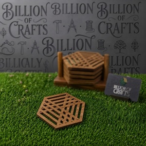 Ensemble de 6 sous-verres décoratifs en bois découpé au laser, style Jali, pour la maison, l'hôtel, le café - Product Image 3