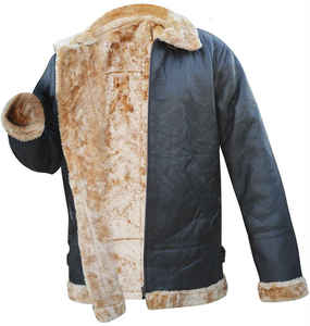 <b>Men</b> Brown Genuine Leather <b>Sherpa</b> Lined Bomber <b>Jacket</b> Zip Up Winter Outerwear Casual - Product Image 6
